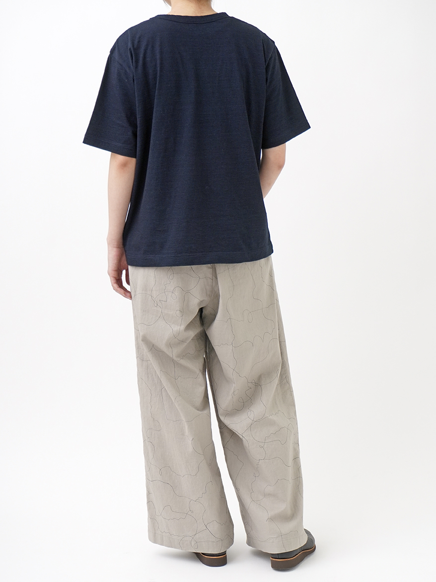40／－インディゴ天竺 ロゴ抜染Tシャツ オンライン限定