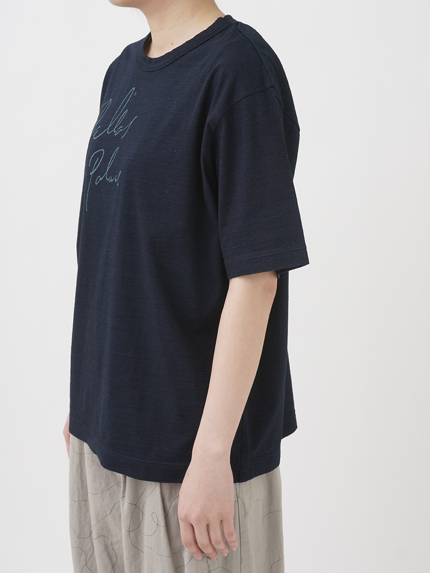 40／－インディゴ天竺 ロゴ抜染Tシャツ オンライン限定