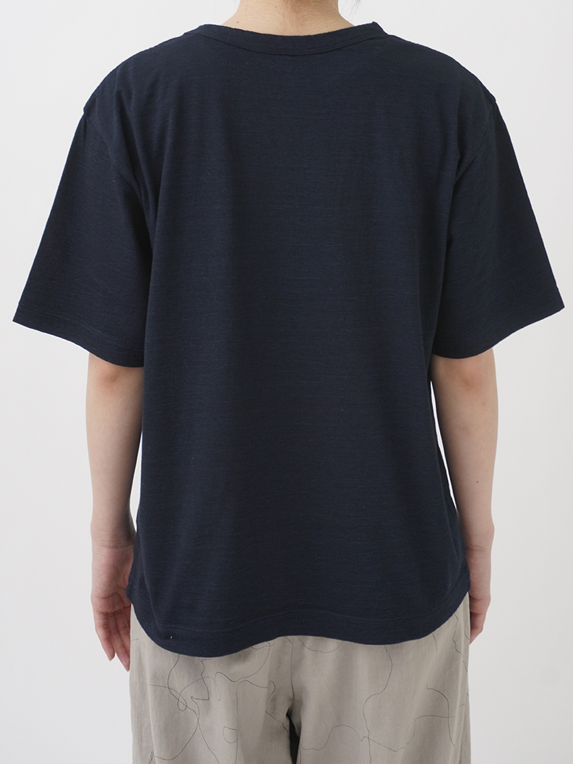 40／－インディゴ天竺 ロゴ抜染Tシャツ オンライン限定