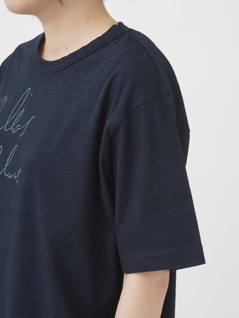 40／－インディゴ天竺 ロゴ抜染Tシャツ オンライン限定