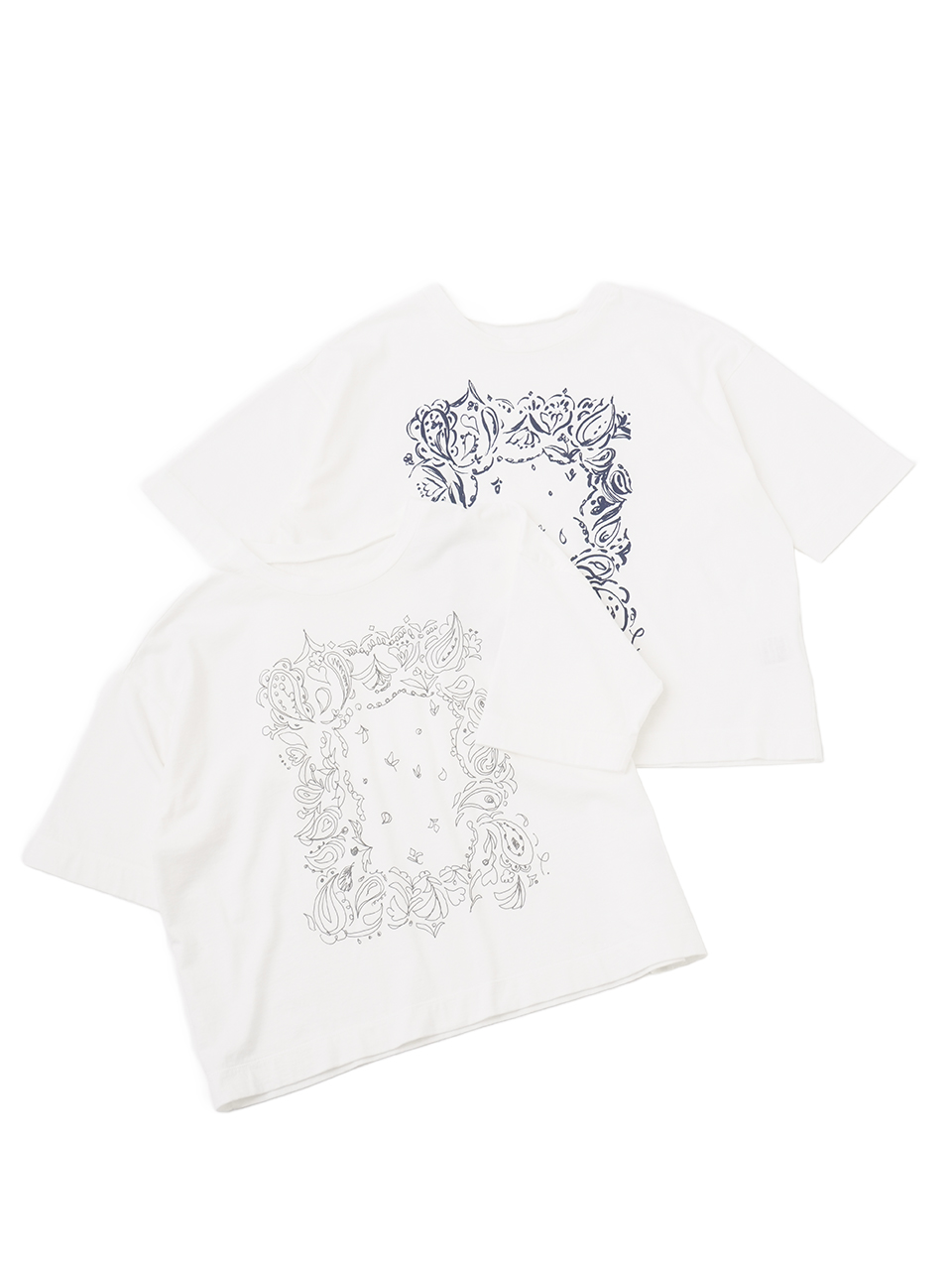 ナチュラルソフト天竺若葉柄プリントTシャツ