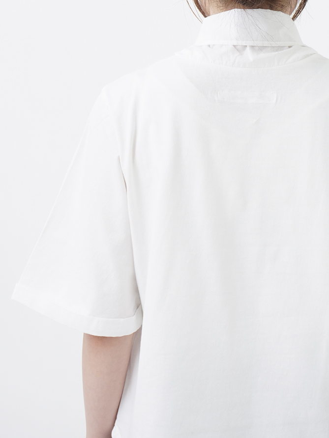 30／－ハイゲージ天竺×60／－ローン スカーフ襟Tシャツ