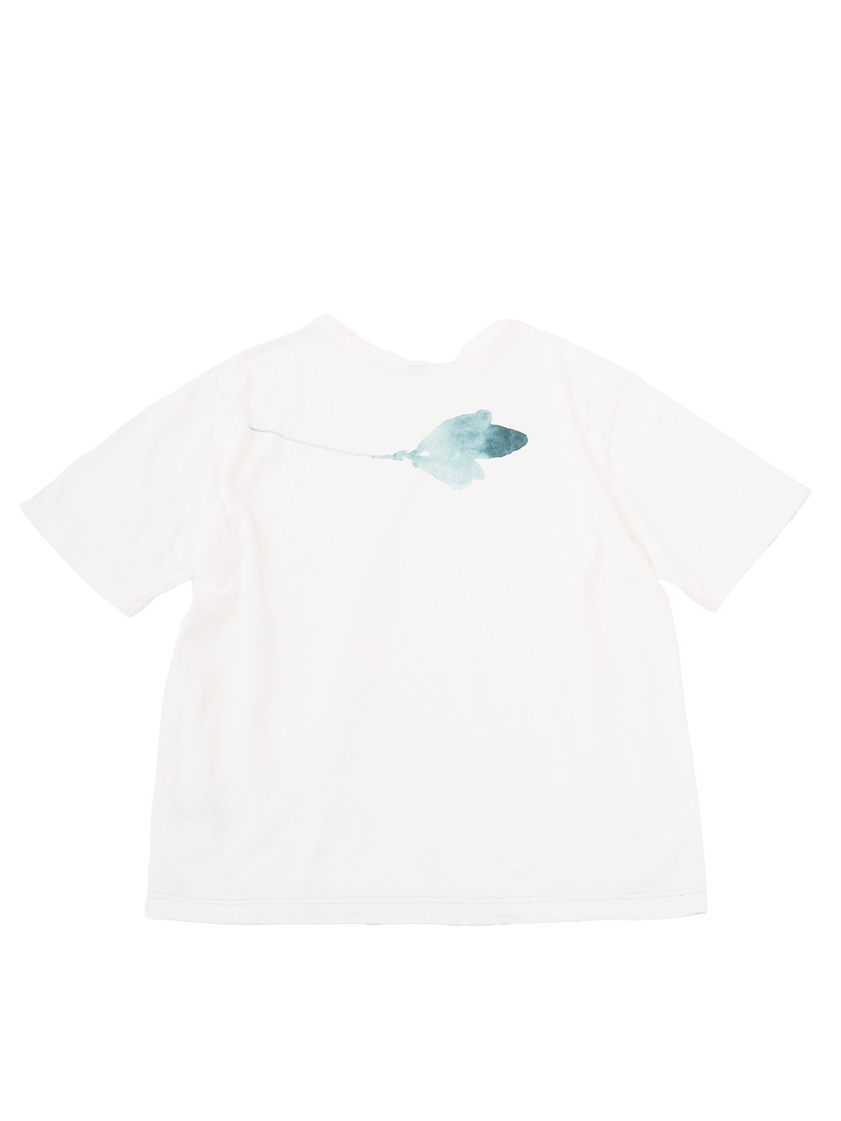 １９／－ラフィ天竺　浜払子柄バックプリントＴシャツ