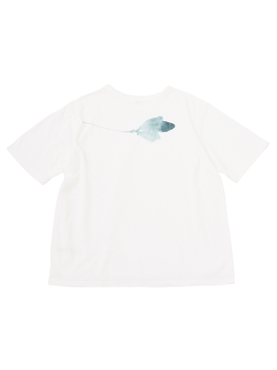 １９／－ラフィ天竺　浜払子柄バックプリントＴシャツ