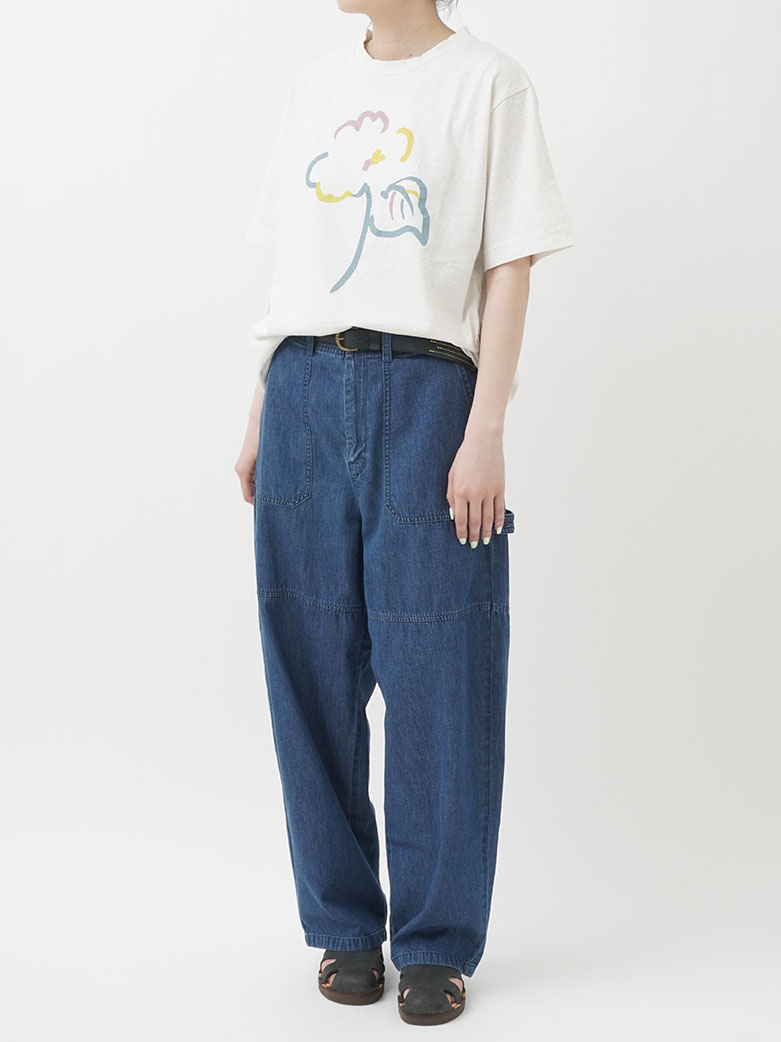 25／－ラフィトップ天竺 綿の花柄プリントTシャツ