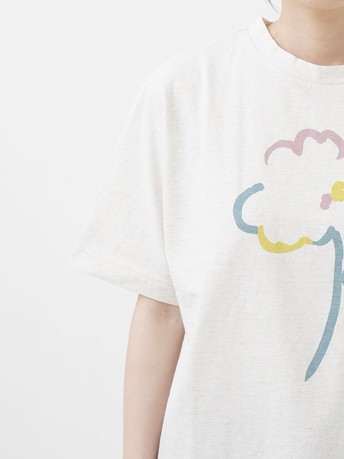 25／－ラフィトップ天竺 綿の花柄プリントTシャツ