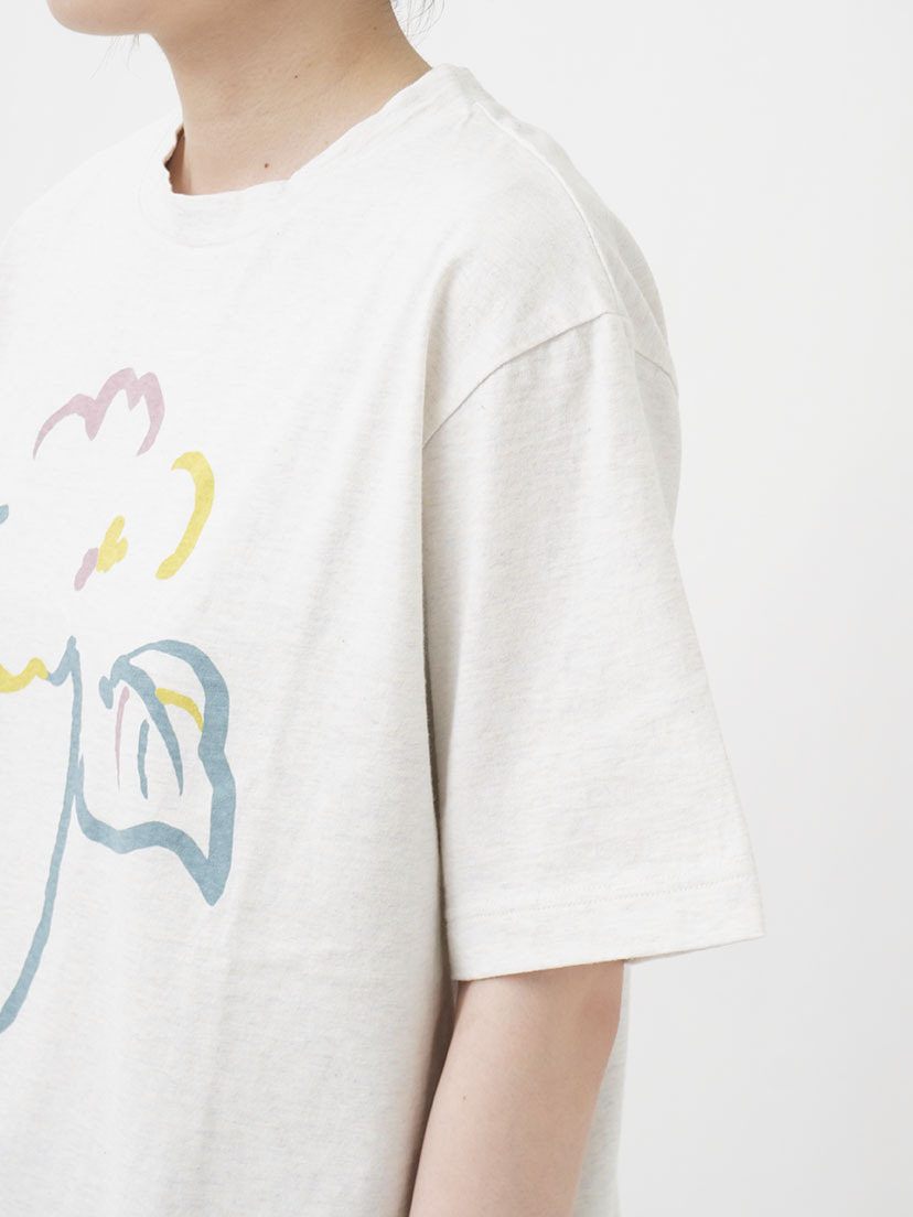 25／－ラフィトップ天竺 綿の花柄プリントTシャツ