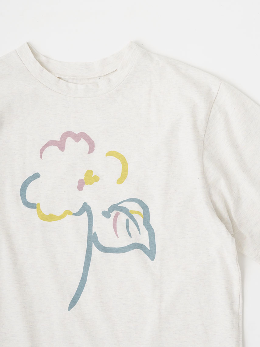 25／－ラフィトップ天竺 綿の花柄プリントTシャツ