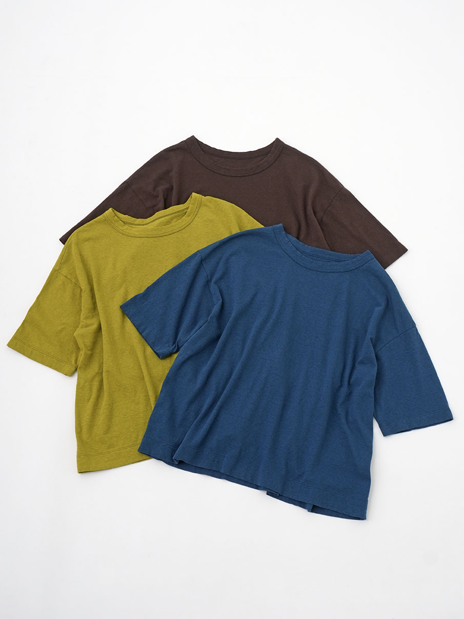 The 天竺 30／－ラフィ天竺 製品染オーバーサイズTシャツ