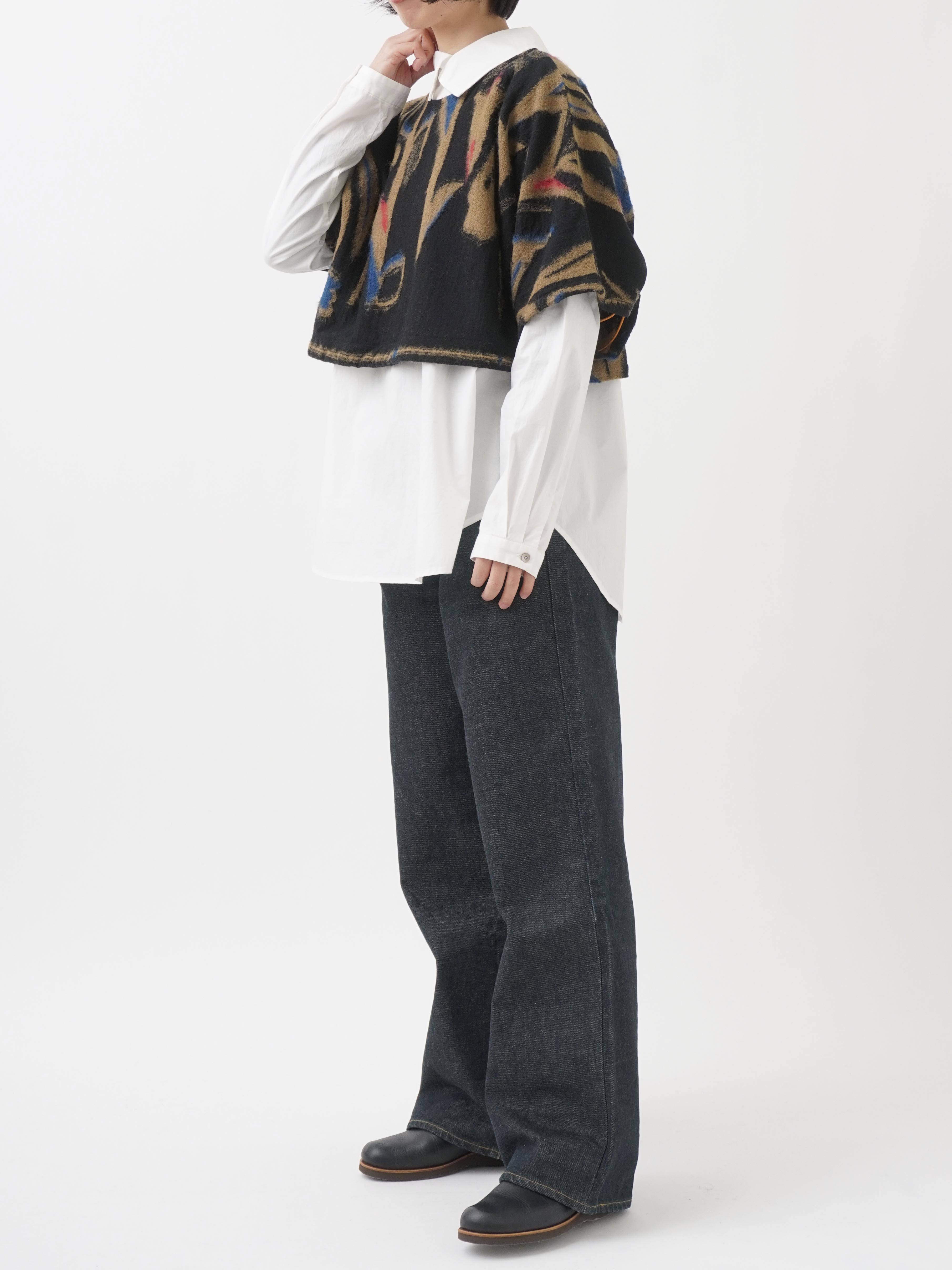 2／48カットジャガード小春柄 ドローコード付前後着られるベスト