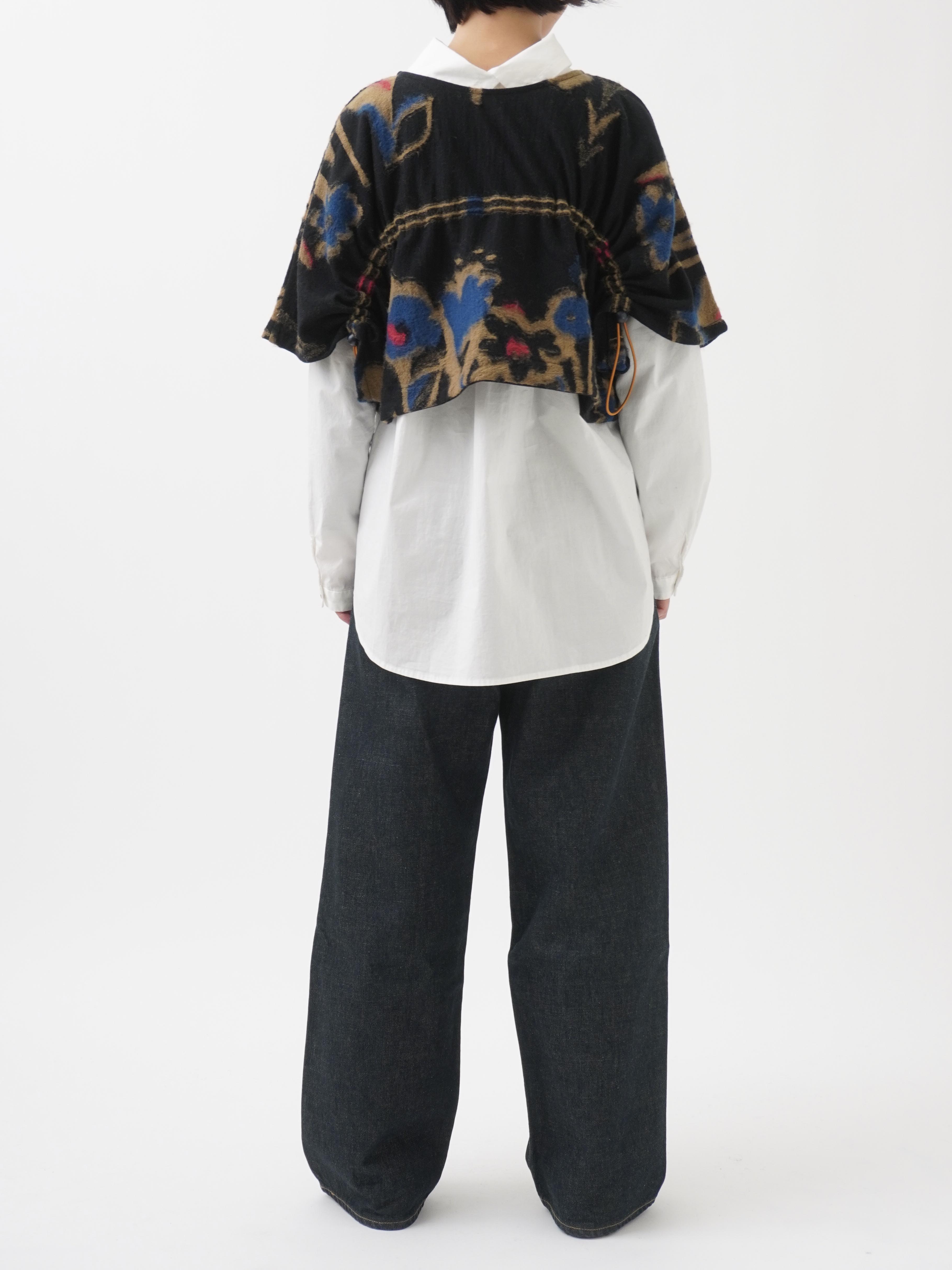 2／48カットジャガード小春柄 ドローコード付前後着られるベスト