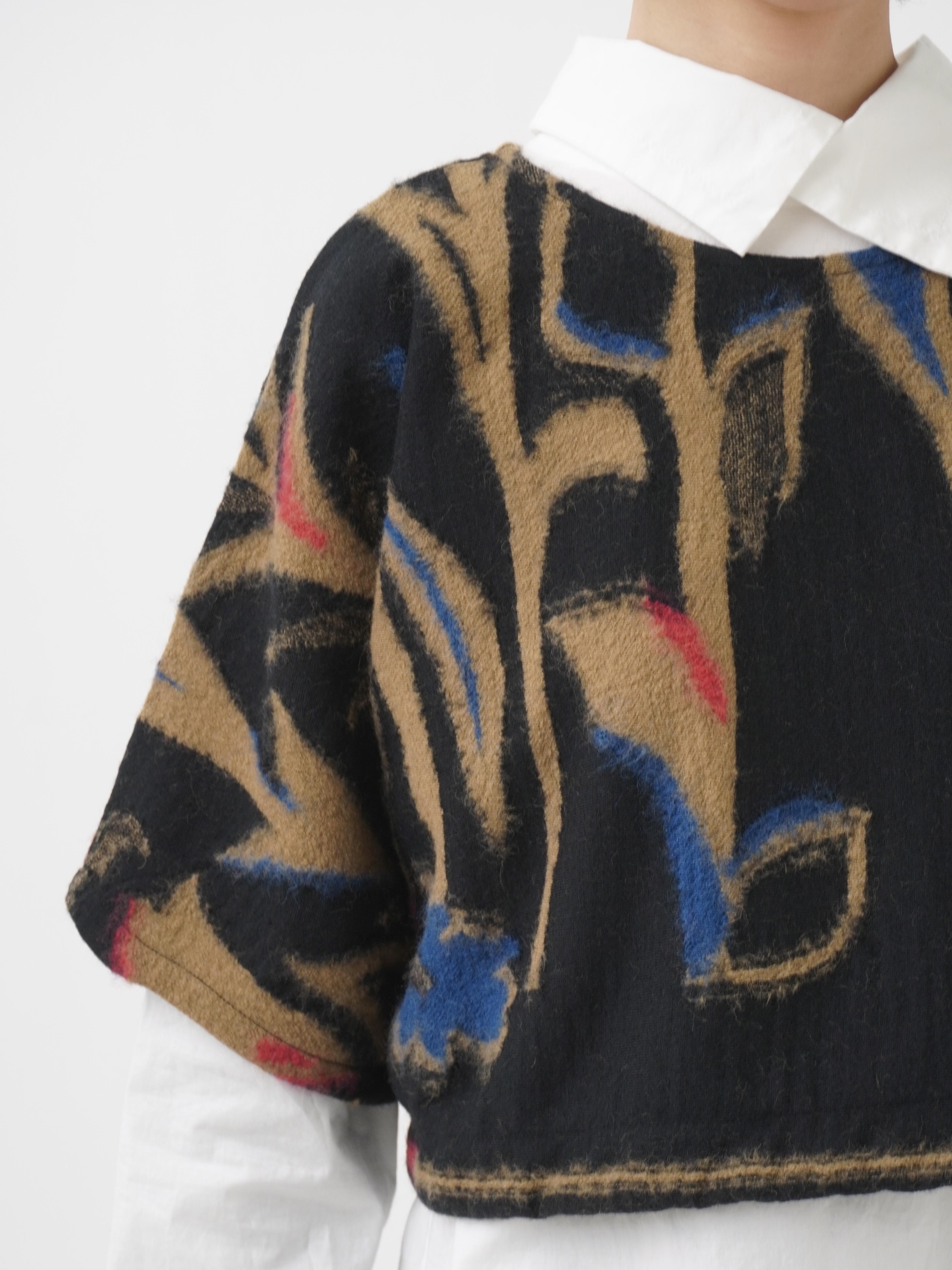 2／48カットジャガード小春柄 ドローコード付前後着られるベスト