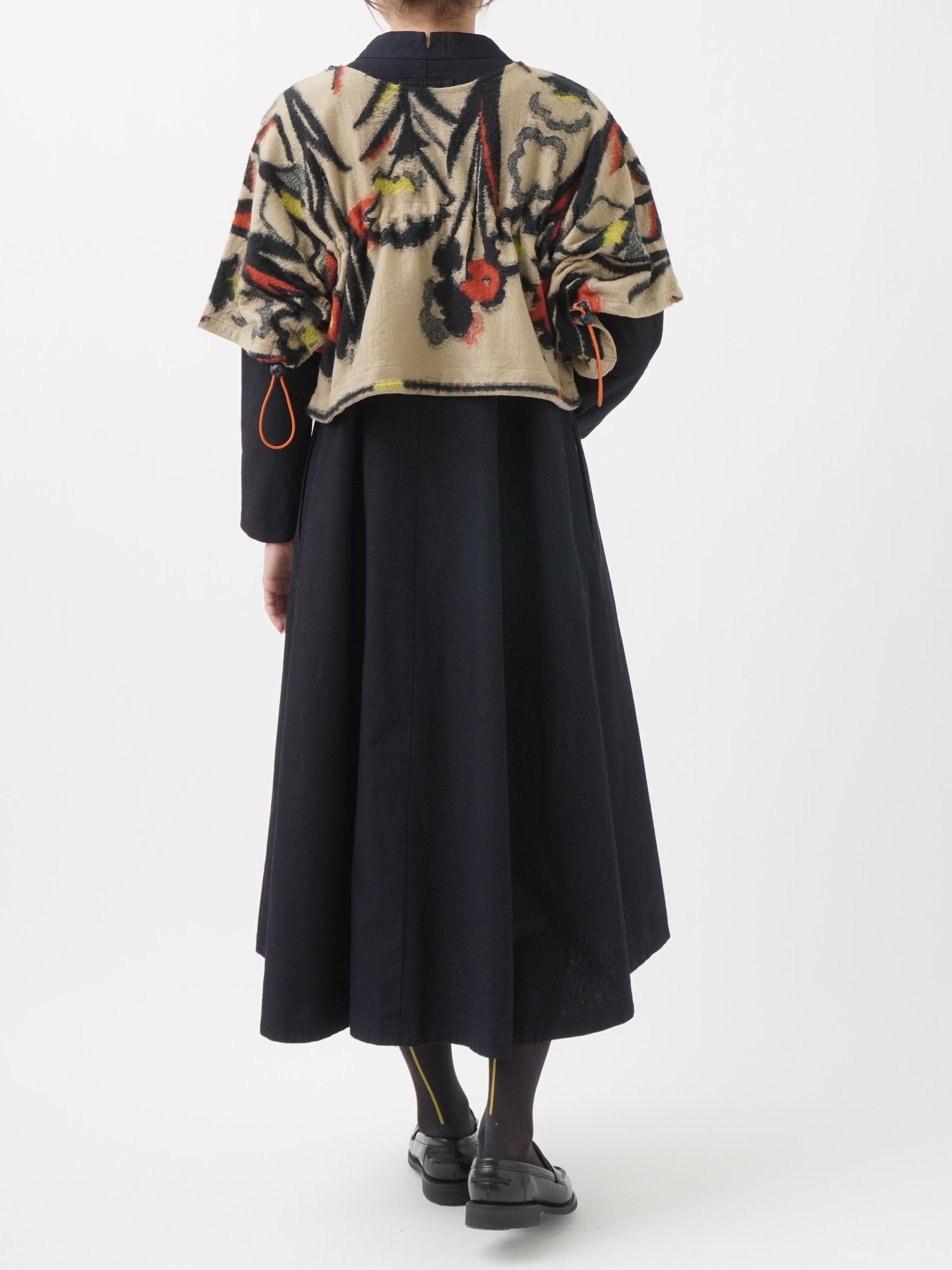 2／48カットジャガード小春柄 ドローコード付前後着られるベスト