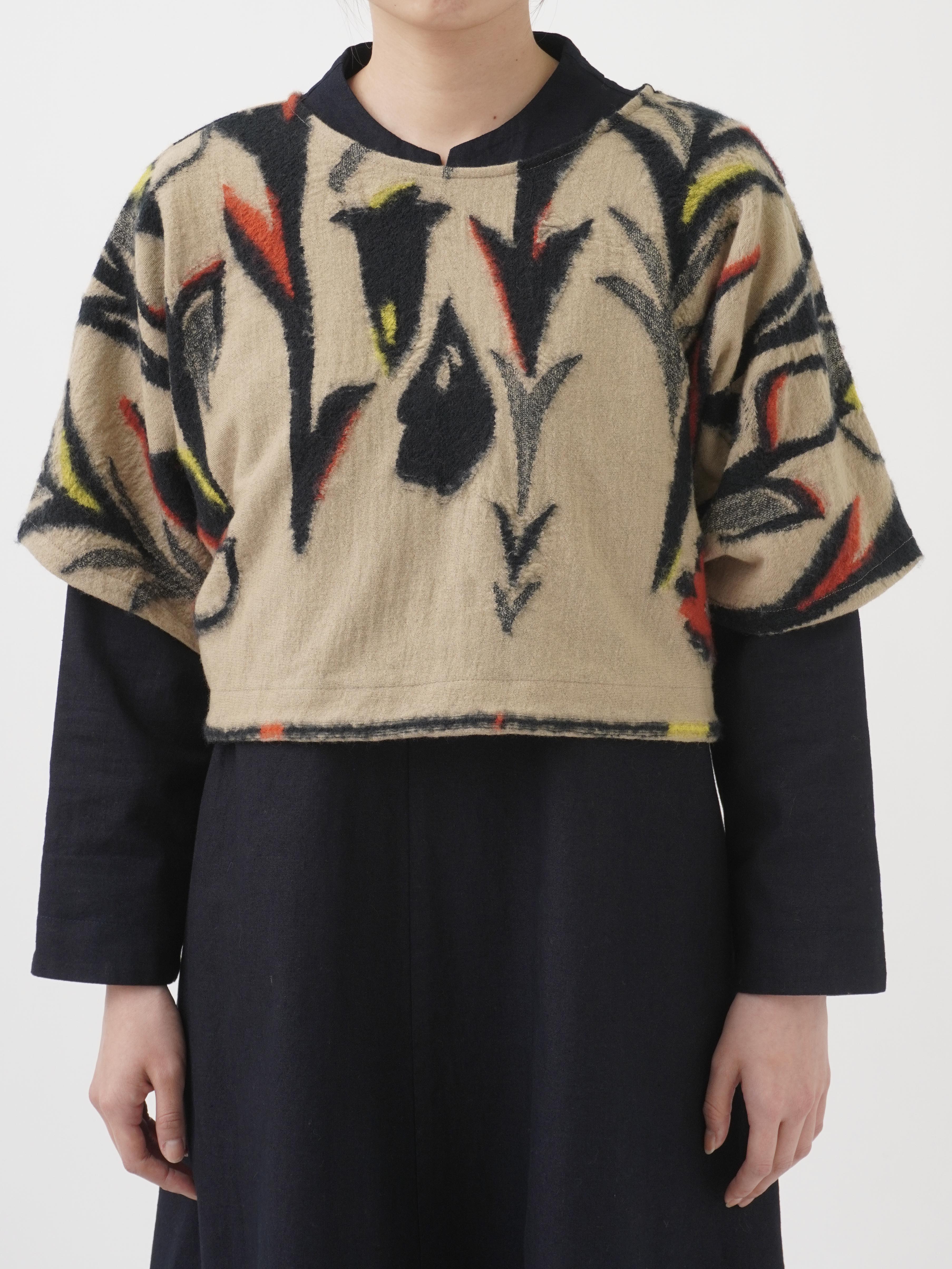 2／48カットジャガード小春柄 ドローコード付前後着られるベスト