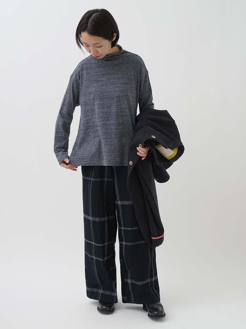 16／－インディゴ×19／－ラフィウールペンチェック パンツ