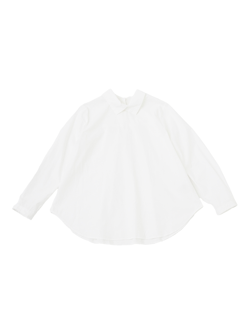 ６０／－ブロードストレッチ　スタンド襟フレアシャツ