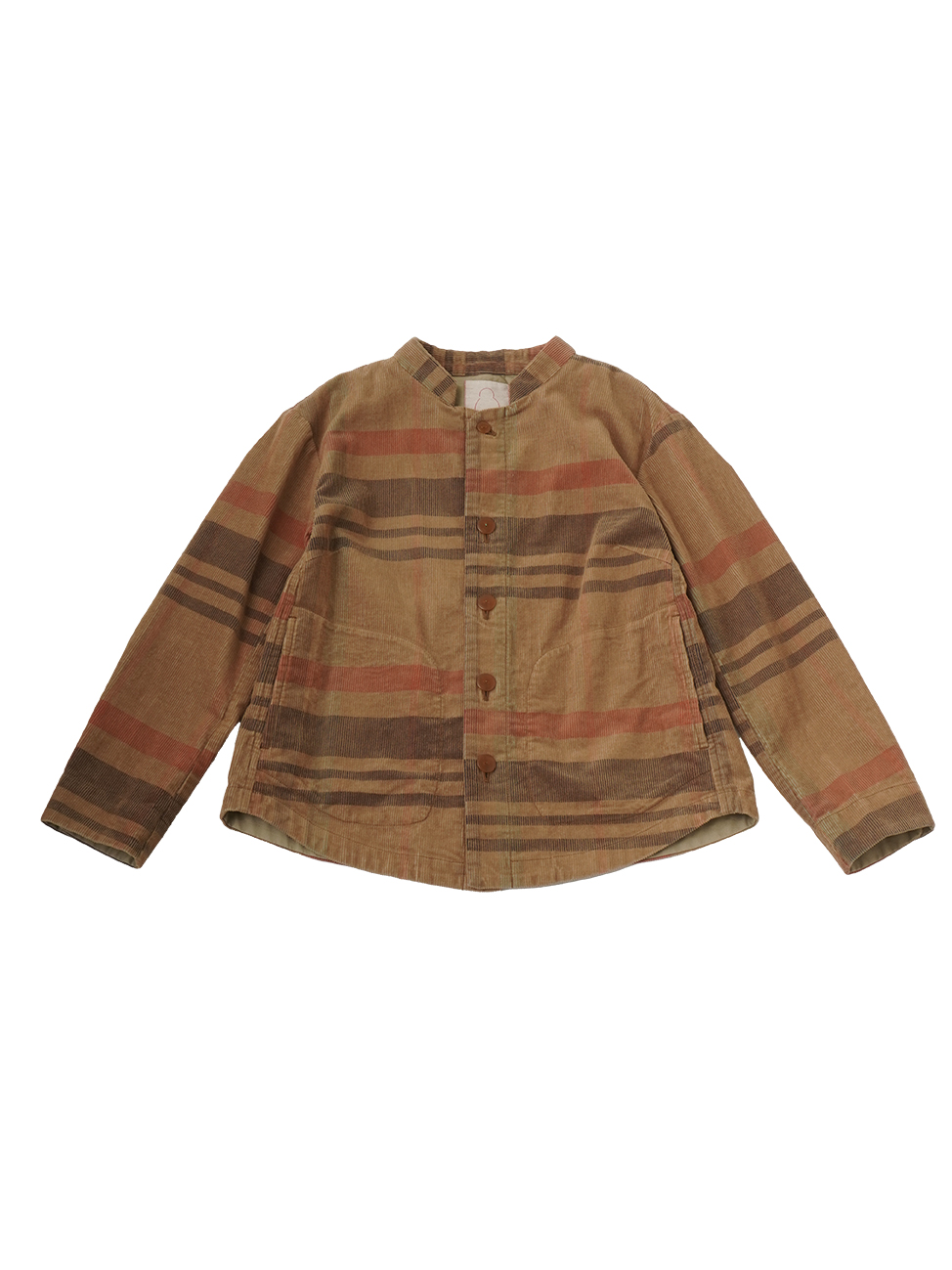 先染チェック14Wコーデュロイ スタンド襟ブルゾン