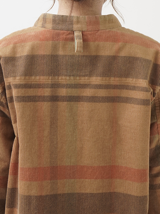 先染チェック14Wコーデュロイ スタンド襟ブルゾン