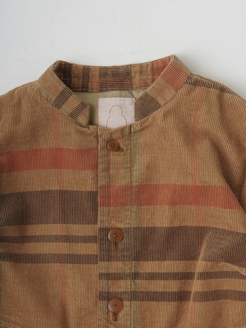 先染チェック14Wコーデュロイ スタンド襟ブルゾン