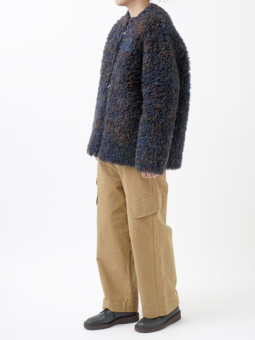 ウールボア寒星柄 ボトル襟ジップブルゾン