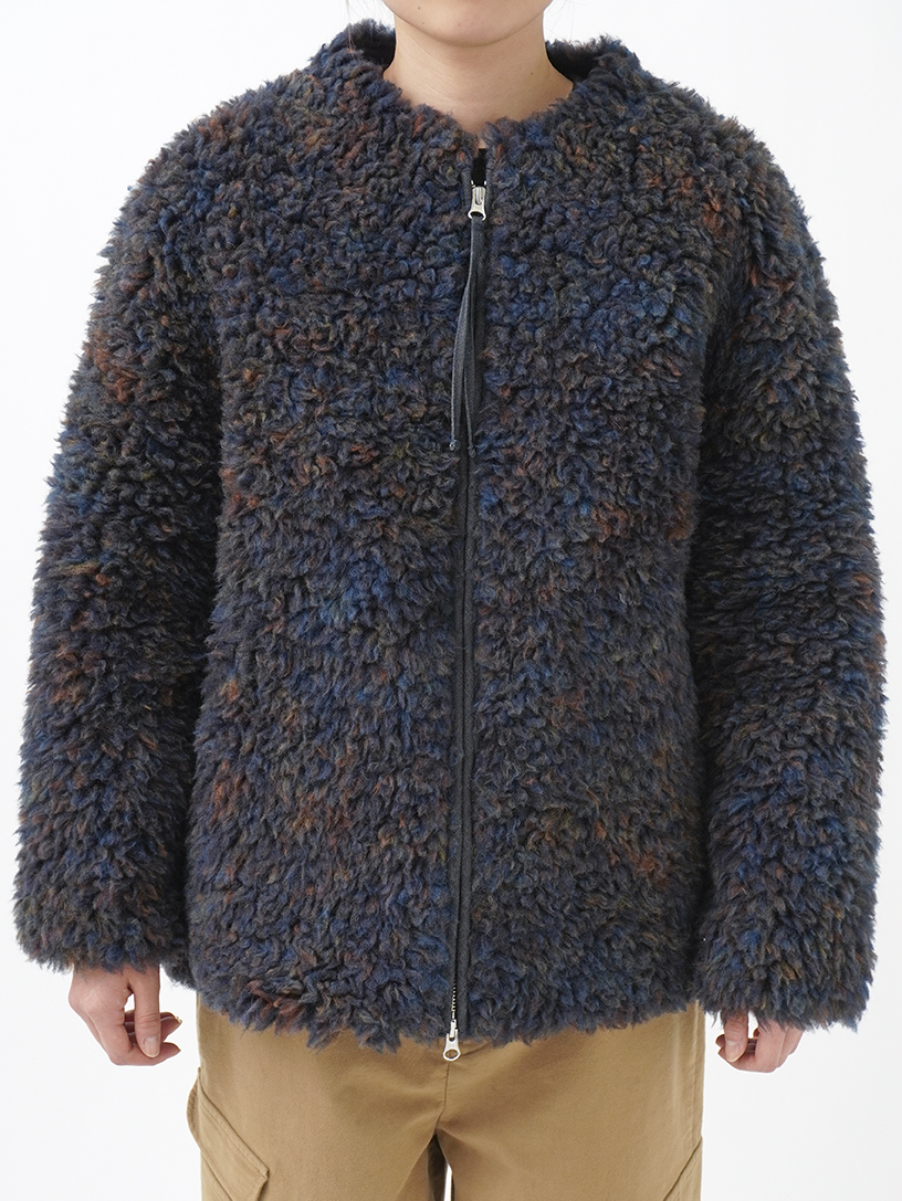 ウールボア寒星柄 ボトル襟ジップブルゾン