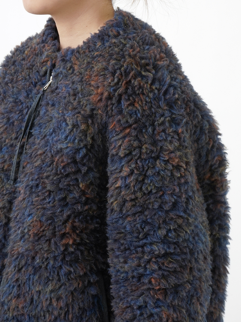 ウールボア寒星柄 ボトル襟ジップブルゾン