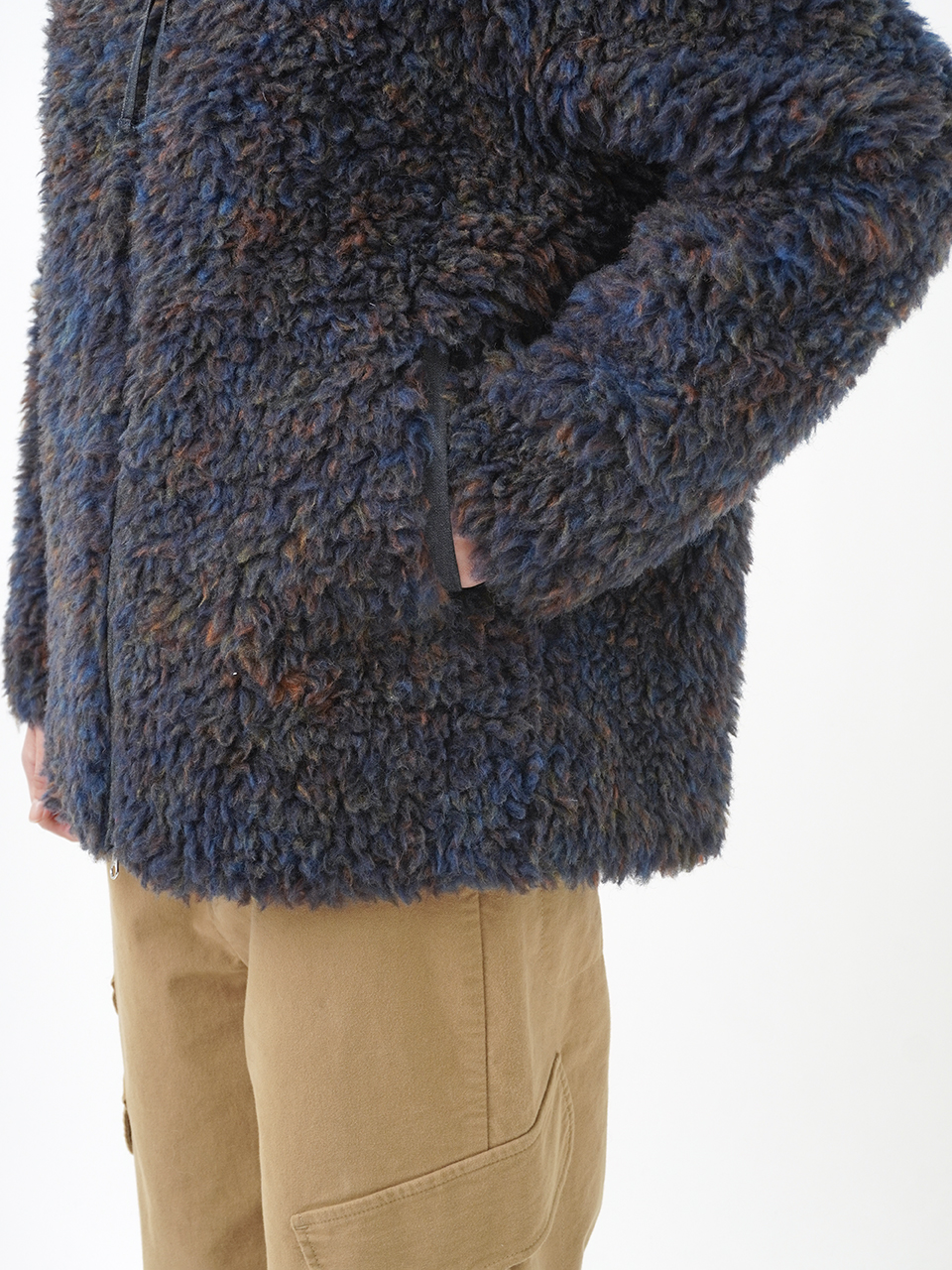 ウールボア寒星柄 ボトル襟ジップブルゾン