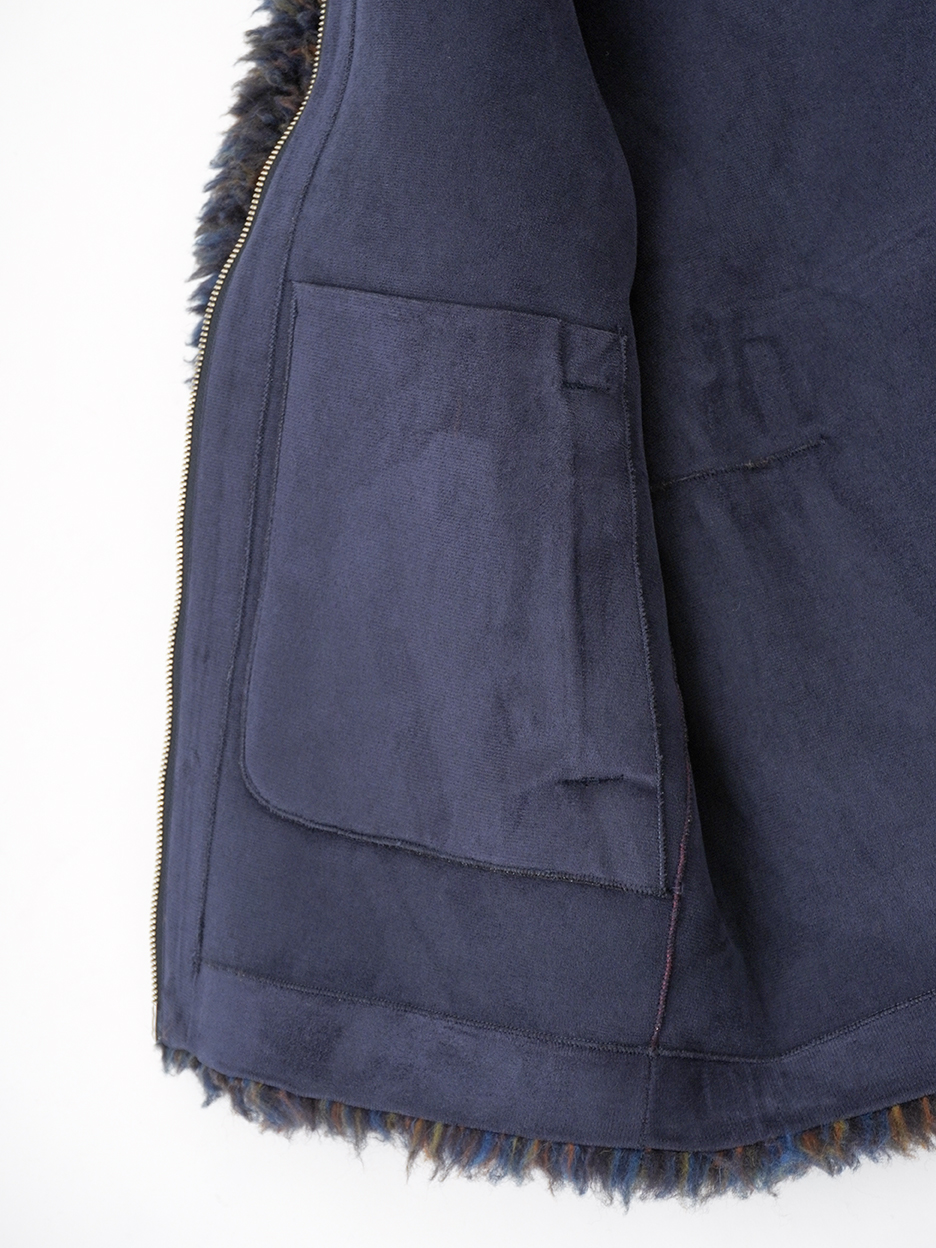 ウールボア寒星柄 ボトル襟ジップブルゾン