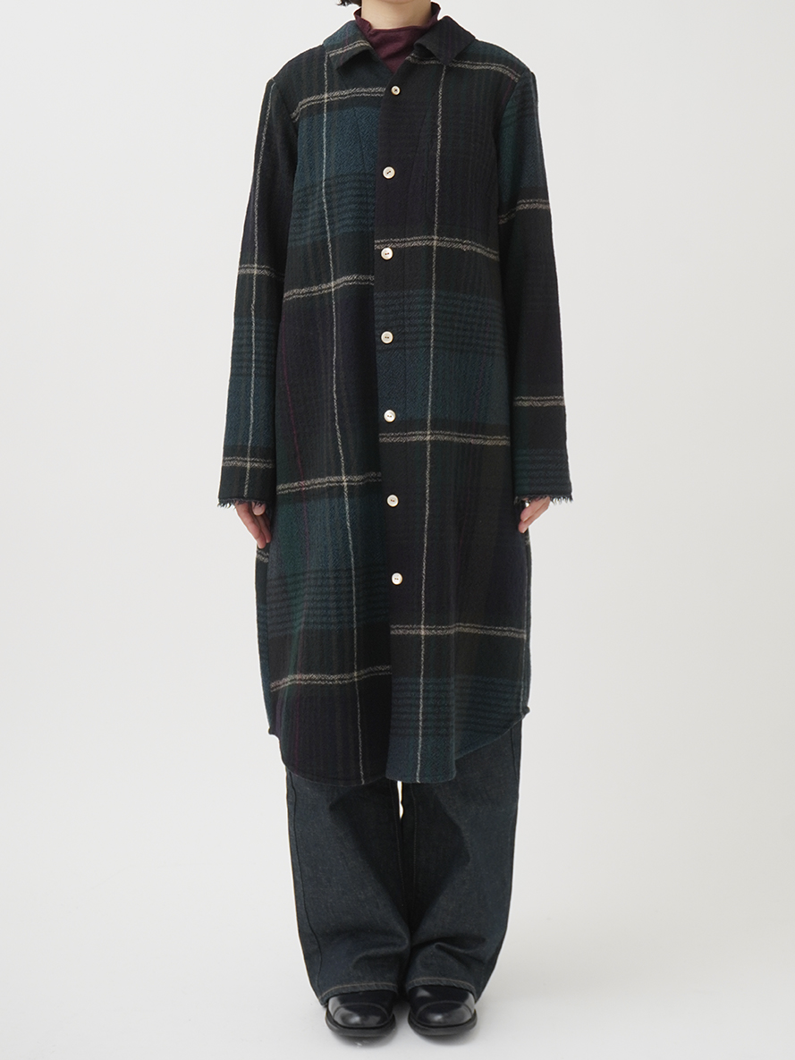 2／40ウールチェック シャツコート