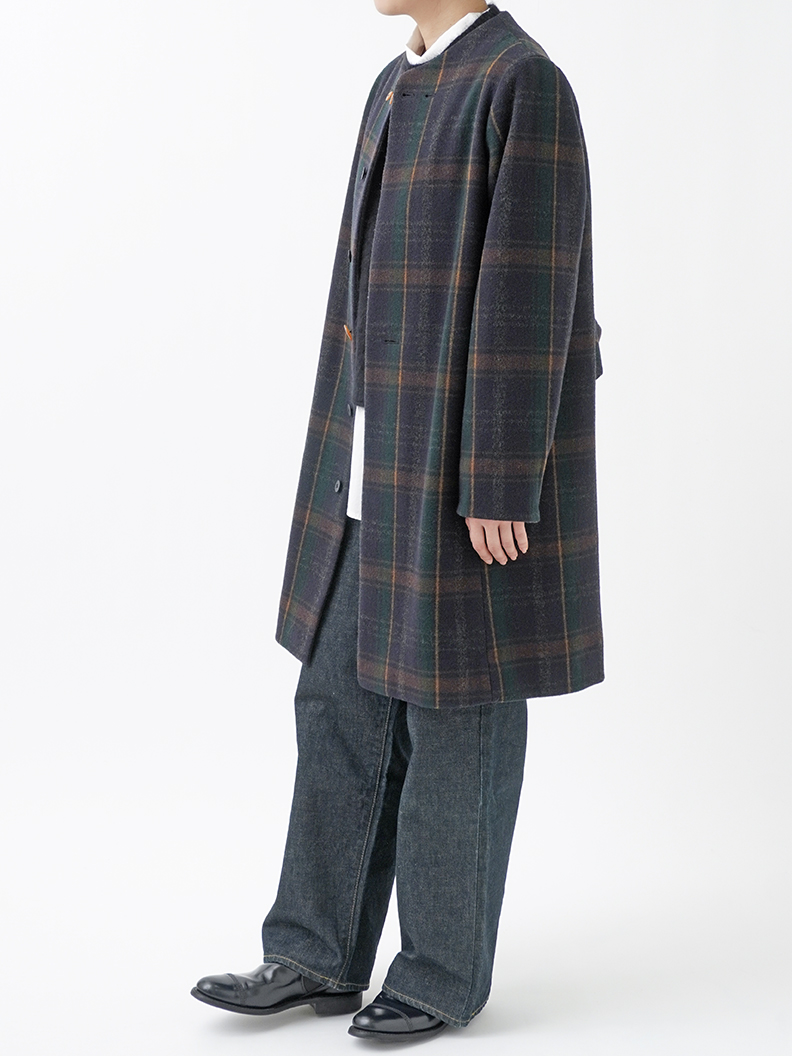 1/8バルーンモッサーチェック ボトル襟コート 1/8バルーンモッサーチェック ボトル襟コート