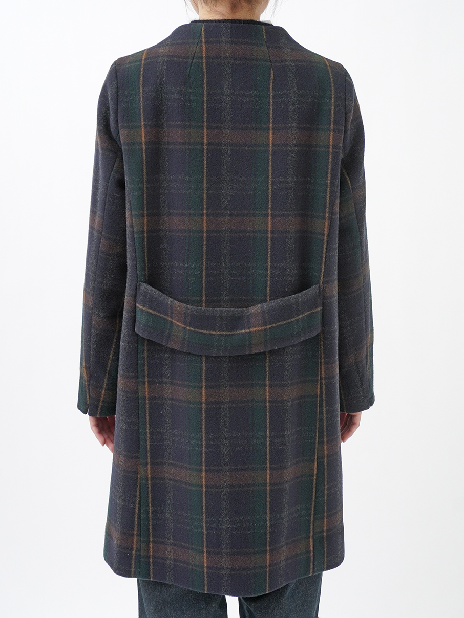 1／8バルーンモッサーチェック ボトル襟コート