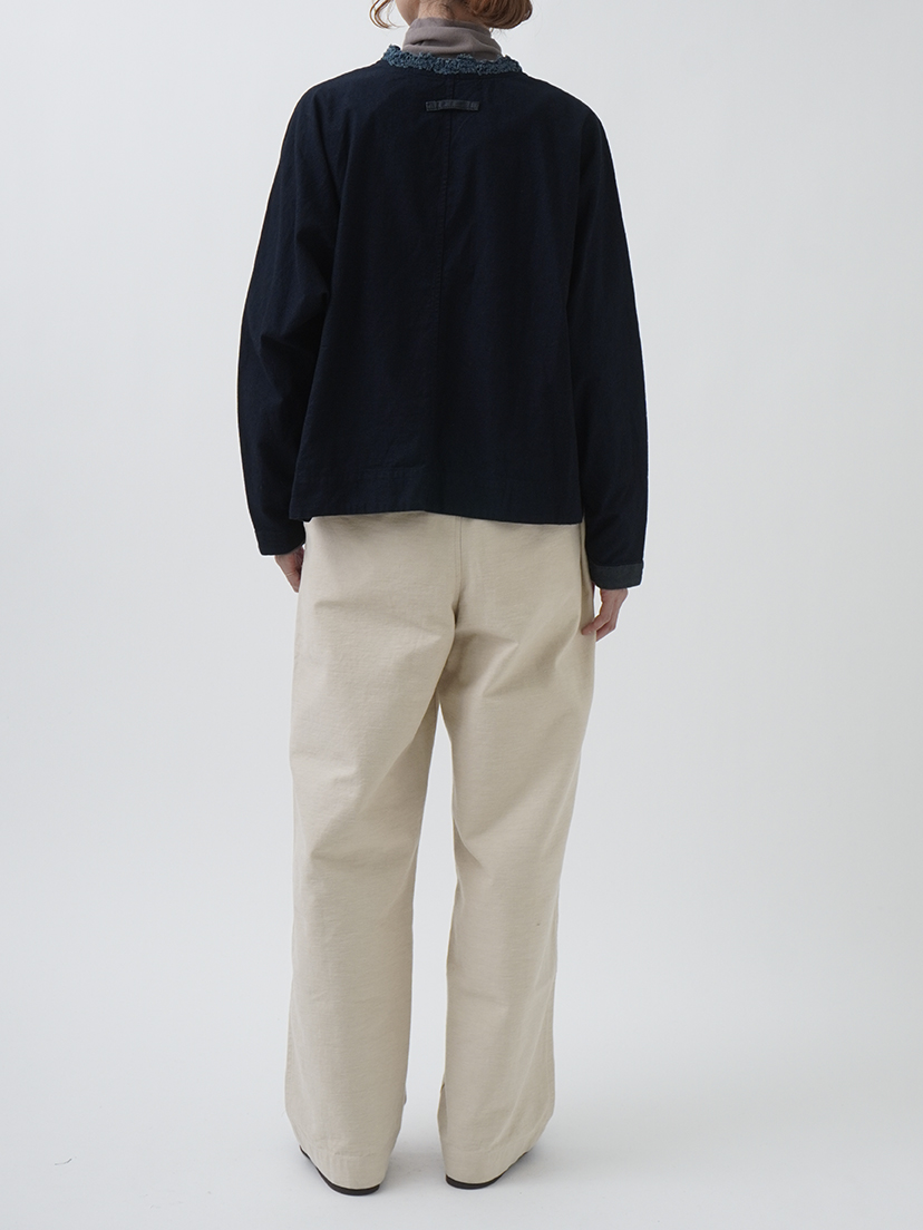 16／－インディゴ平織×ブレード ドルマン袖シャツジャケット