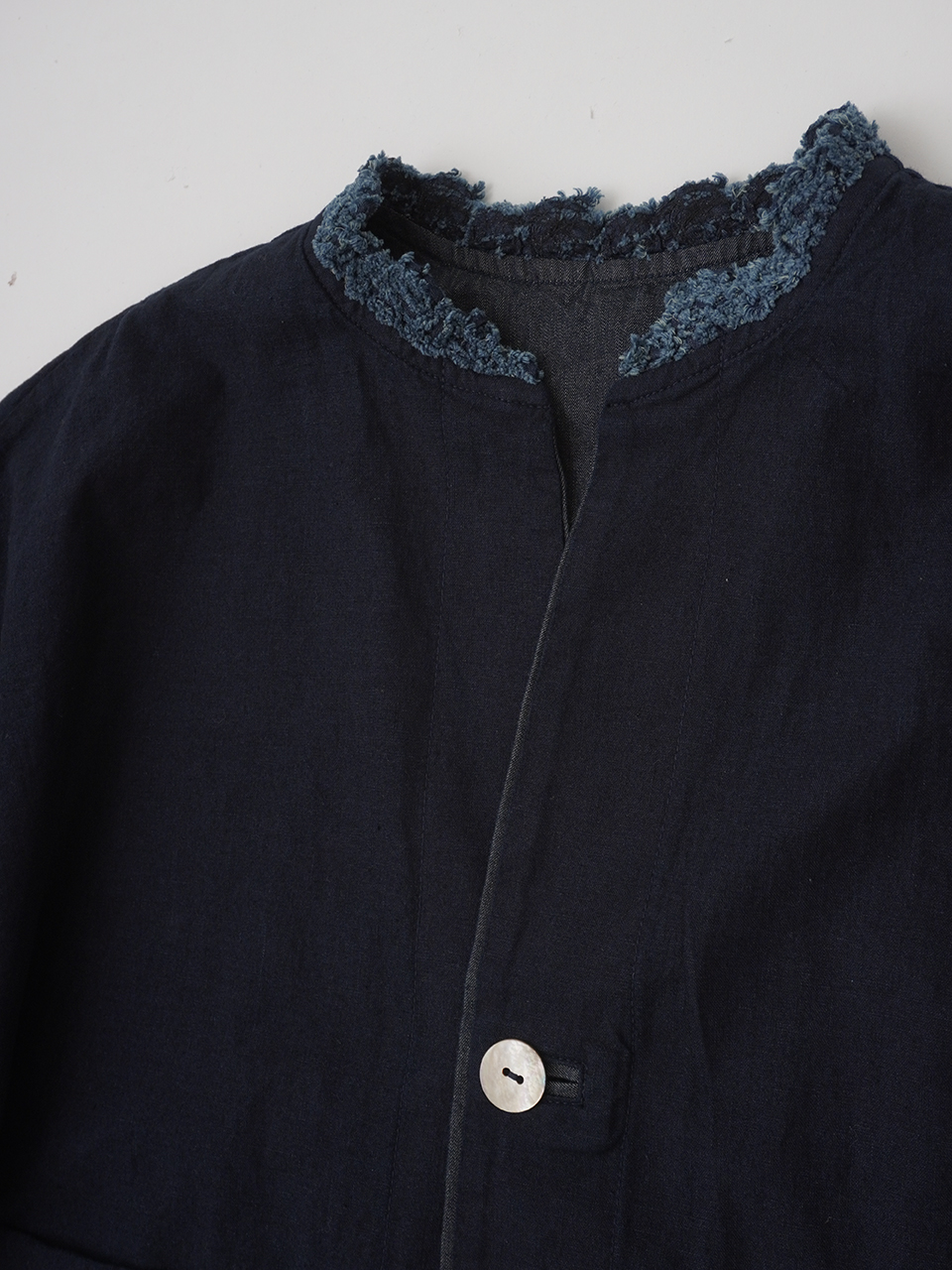 16／－インディゴ平織×ブレード ドルマン袖シャツジャケット