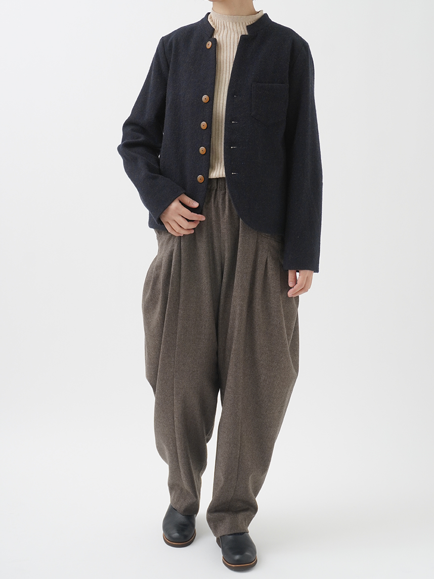 ラルフローレン 起毛 ウール 100% スタンドカラージャケット ビジュー フランネルジャージ スタンドカラージャケット | ポール・スチュアート