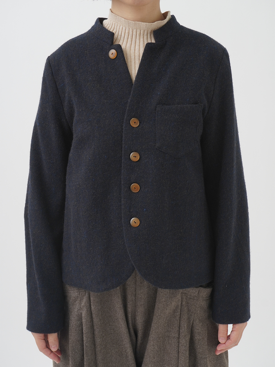 ソフトローモンド スタンド襟ジャケット