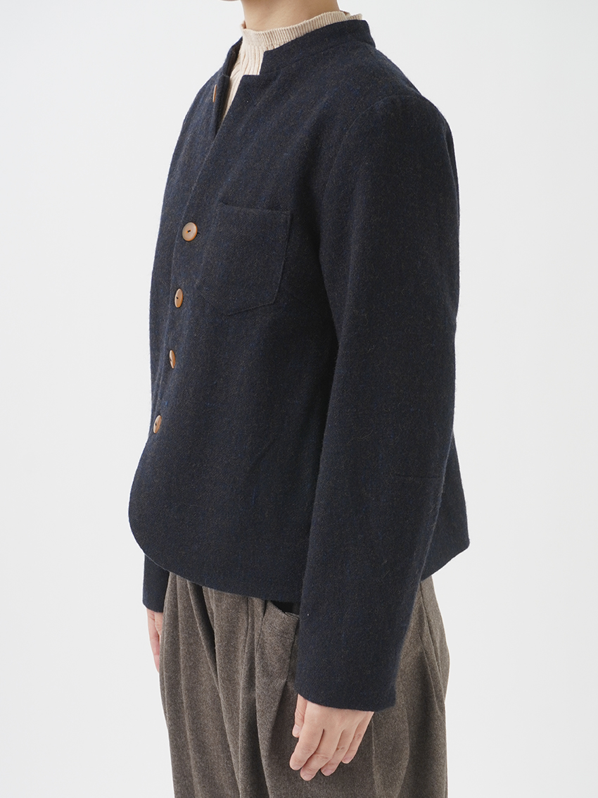 ソフト ローモンド スタンド襟 ジャケット ネイビー ソフトローモンド スタンド襟ジャケット