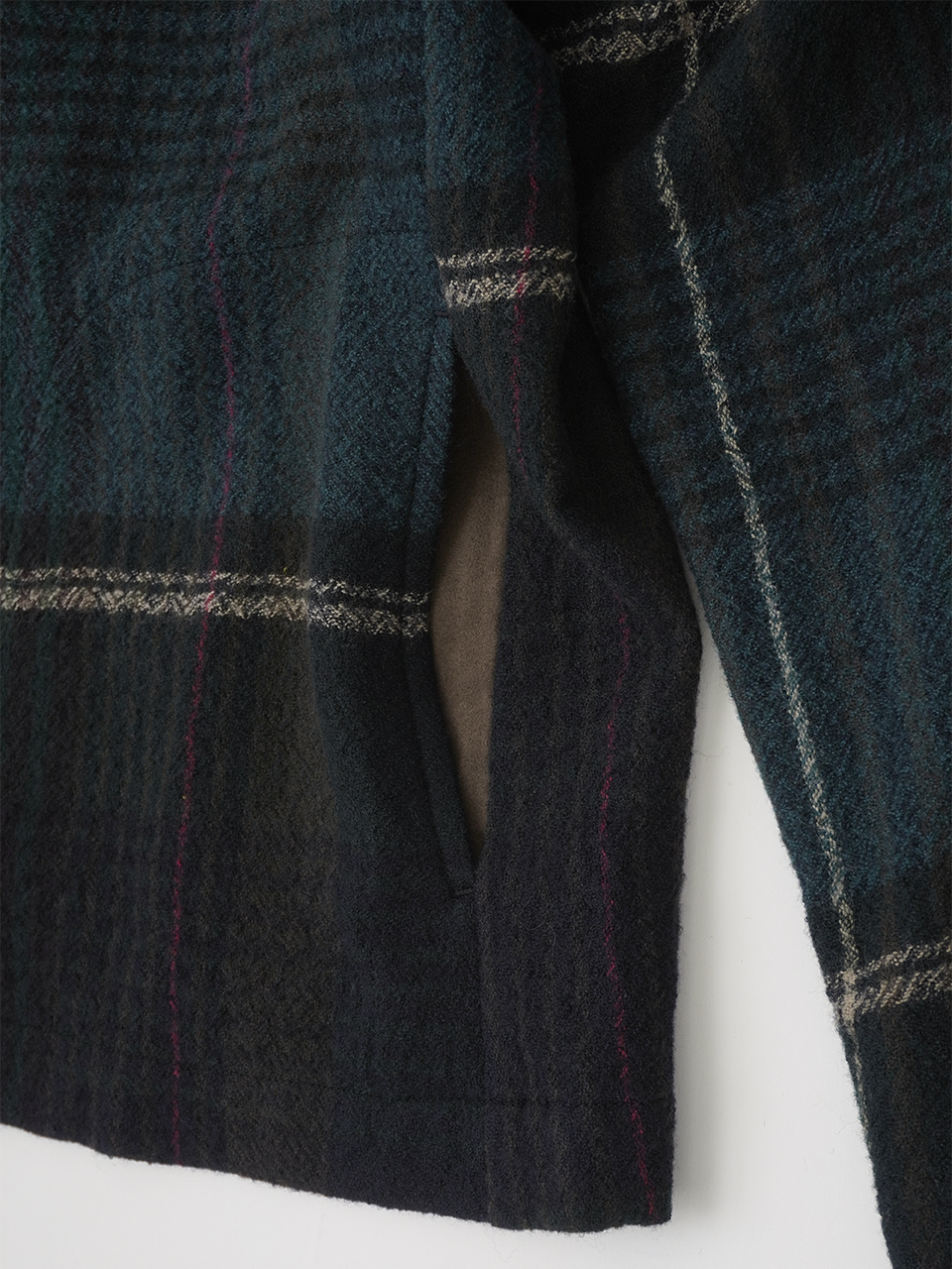 2／40ウールチェック スタンド襟ジャケット