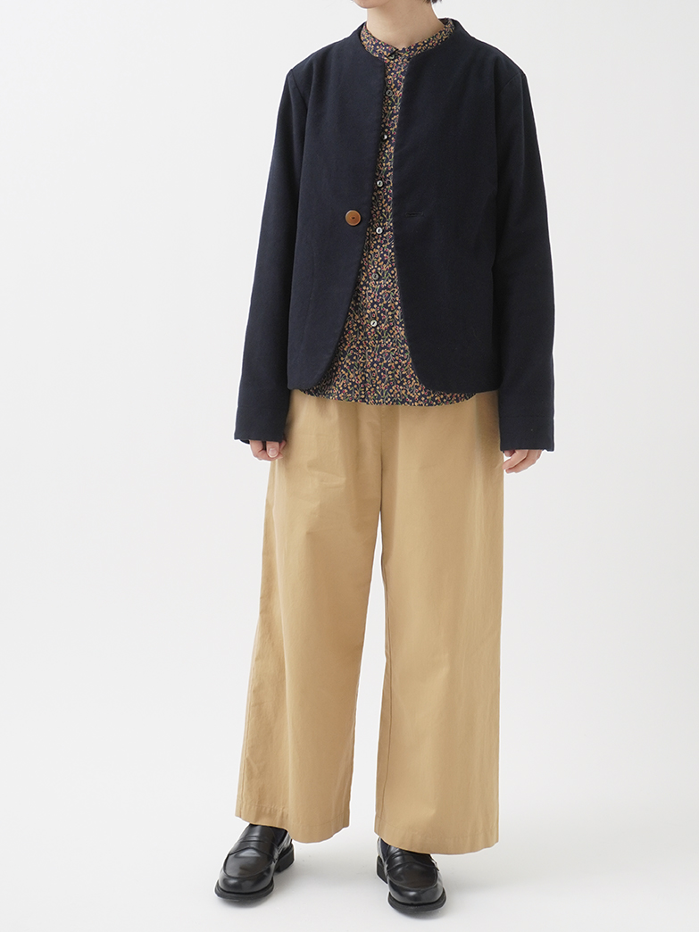 モールスキンふかふか起毛 ボトル襟ジャケット