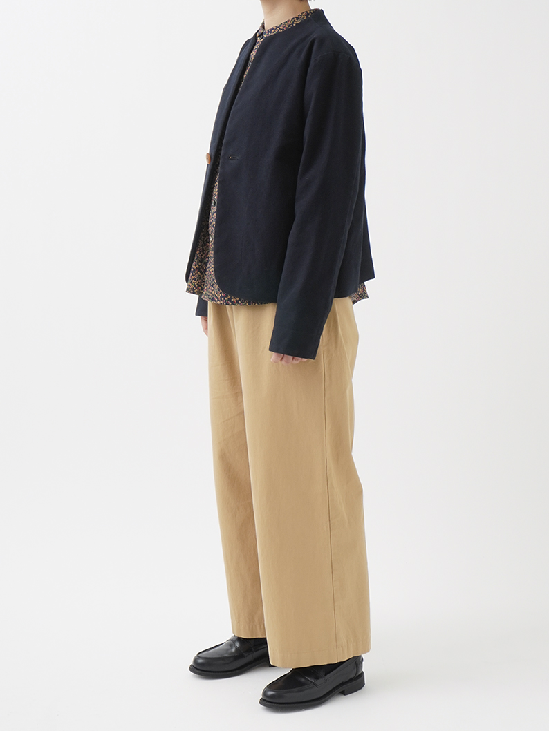 パラスパレスPallas Palace日本製モールスキンのボトル襟ジャケット モールスキンふかふか起毛 ボトル襟ジャケット