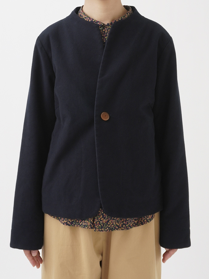 モールスキンふかふか起毛 ボトル襟ジャケット