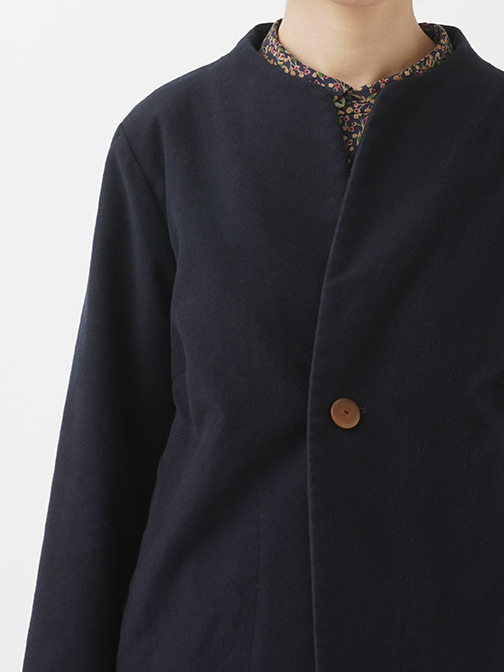 モールスキンふかふか起毛 ボトル襟ジャケット