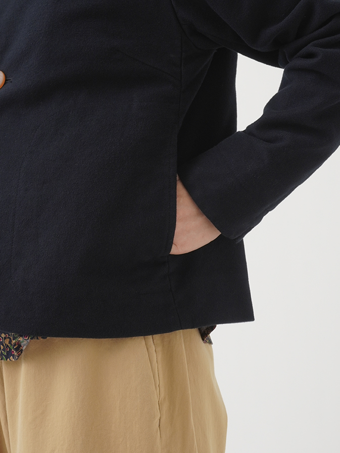 モールスキンふかふか起毛 ボトル襟ジャケット