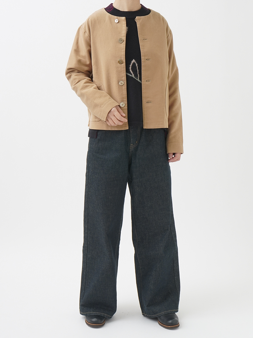 しなやかスエード クルー襟ジャケット