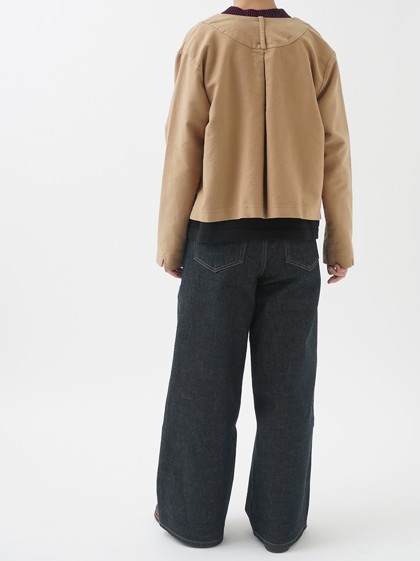 しなやかスエード クルー襟ジャケット