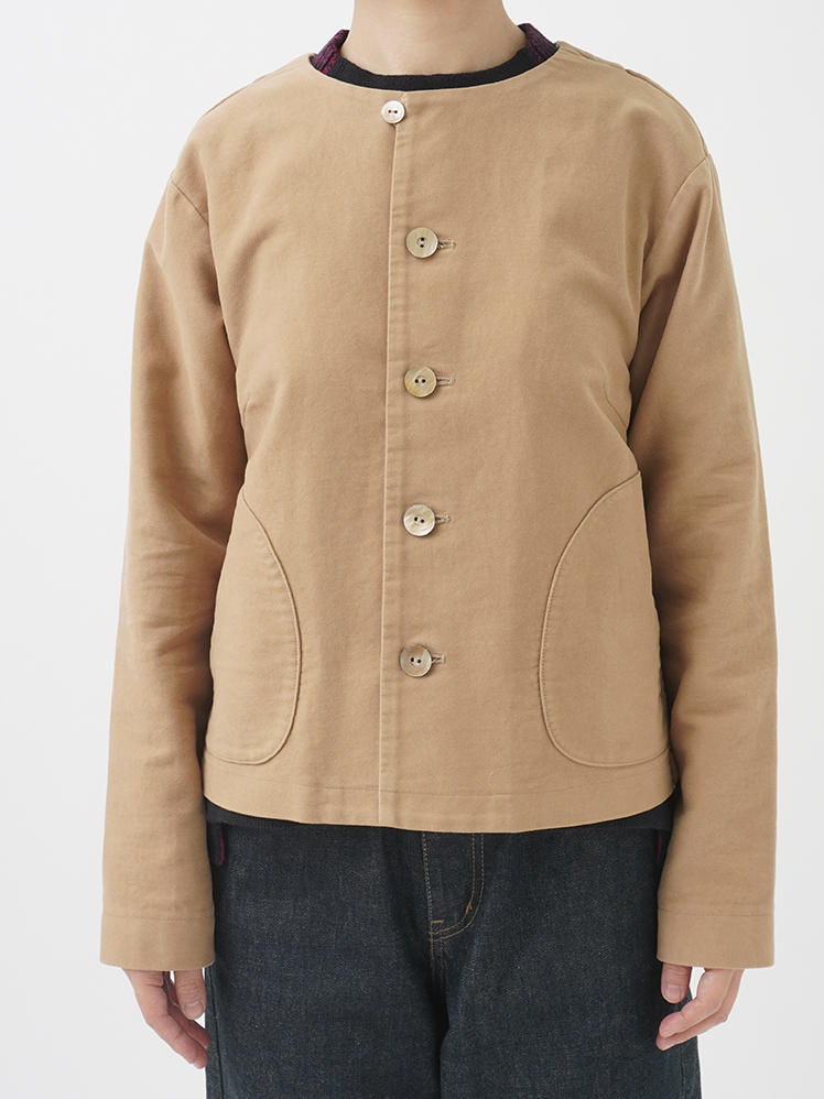 しなやかスエード クルー襟ジャケット