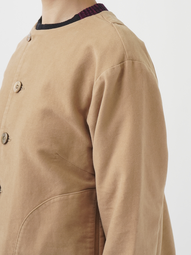 しなやかスエード クルー襟ジャケット