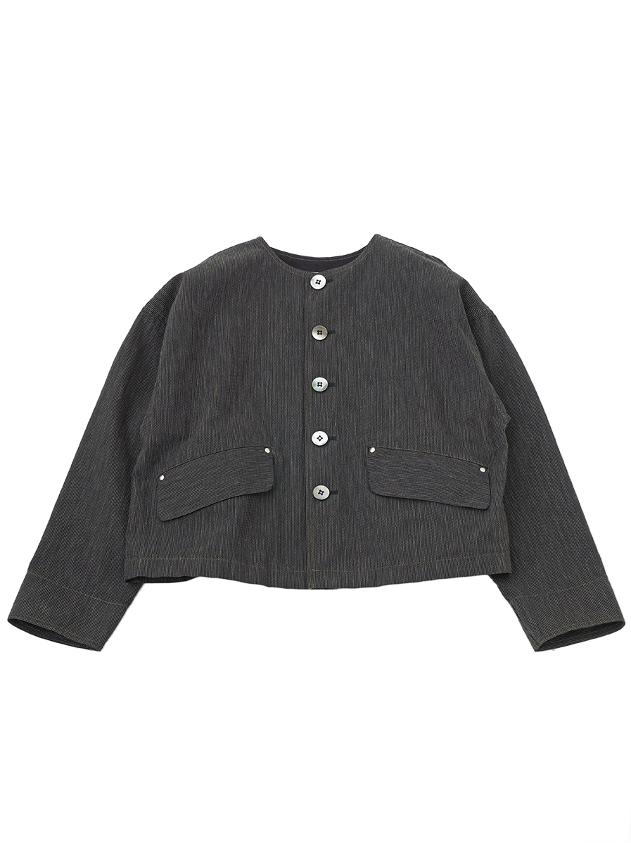 16／－インディゴヒッコリー ショート丈ジャケット