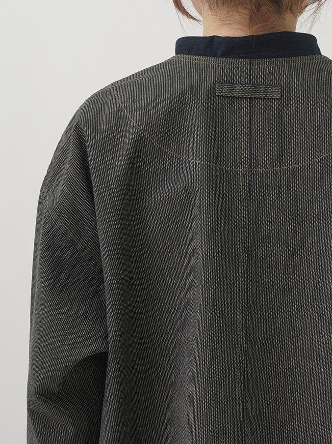 16／－インディゴヒッコリー ショート丈ジャケット