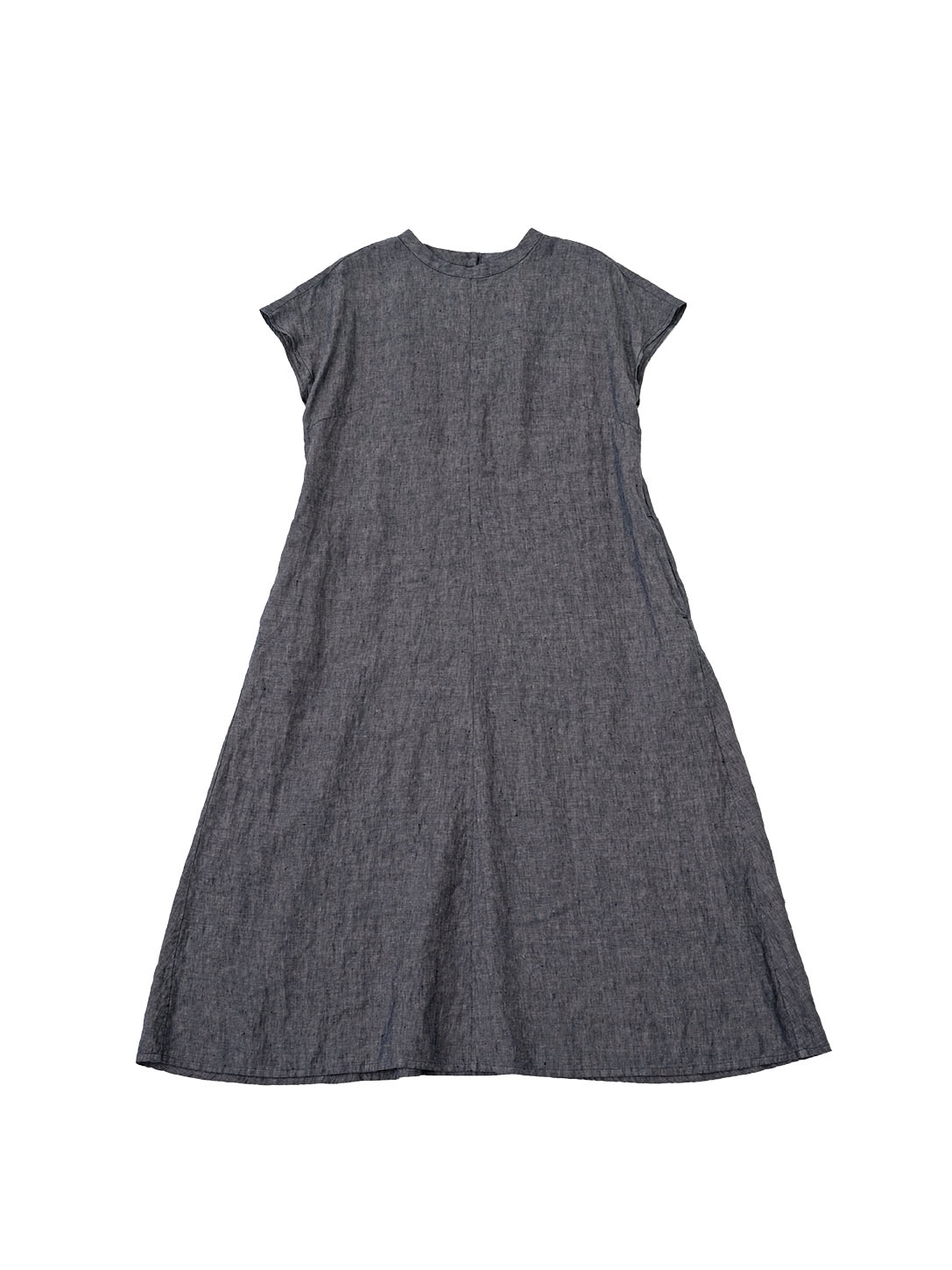 60／－リネンシャンブレーセミフレアーワンピース