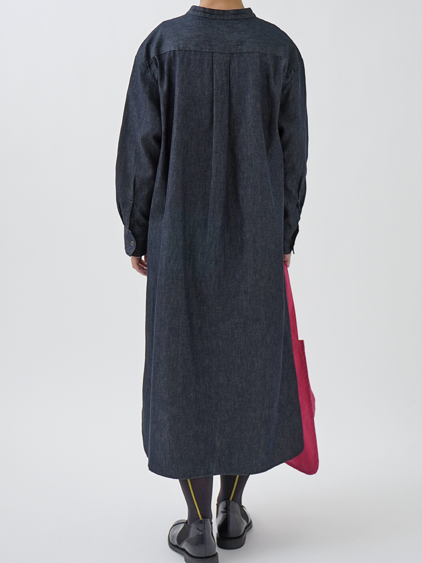 20／－ムラ糸ダンガリー アウトポケットワンピース